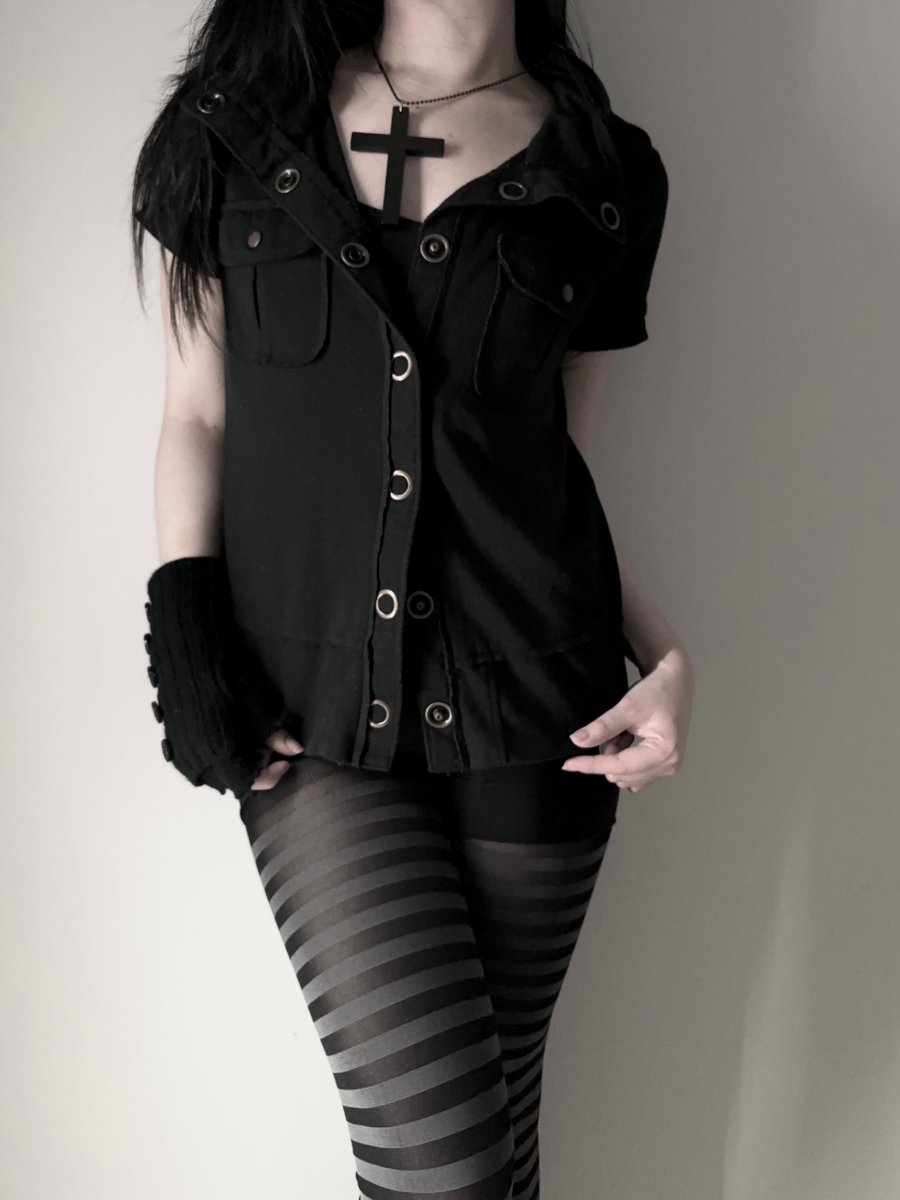 Two Pocket Button Up Shirt - MIDNIGHT FAE