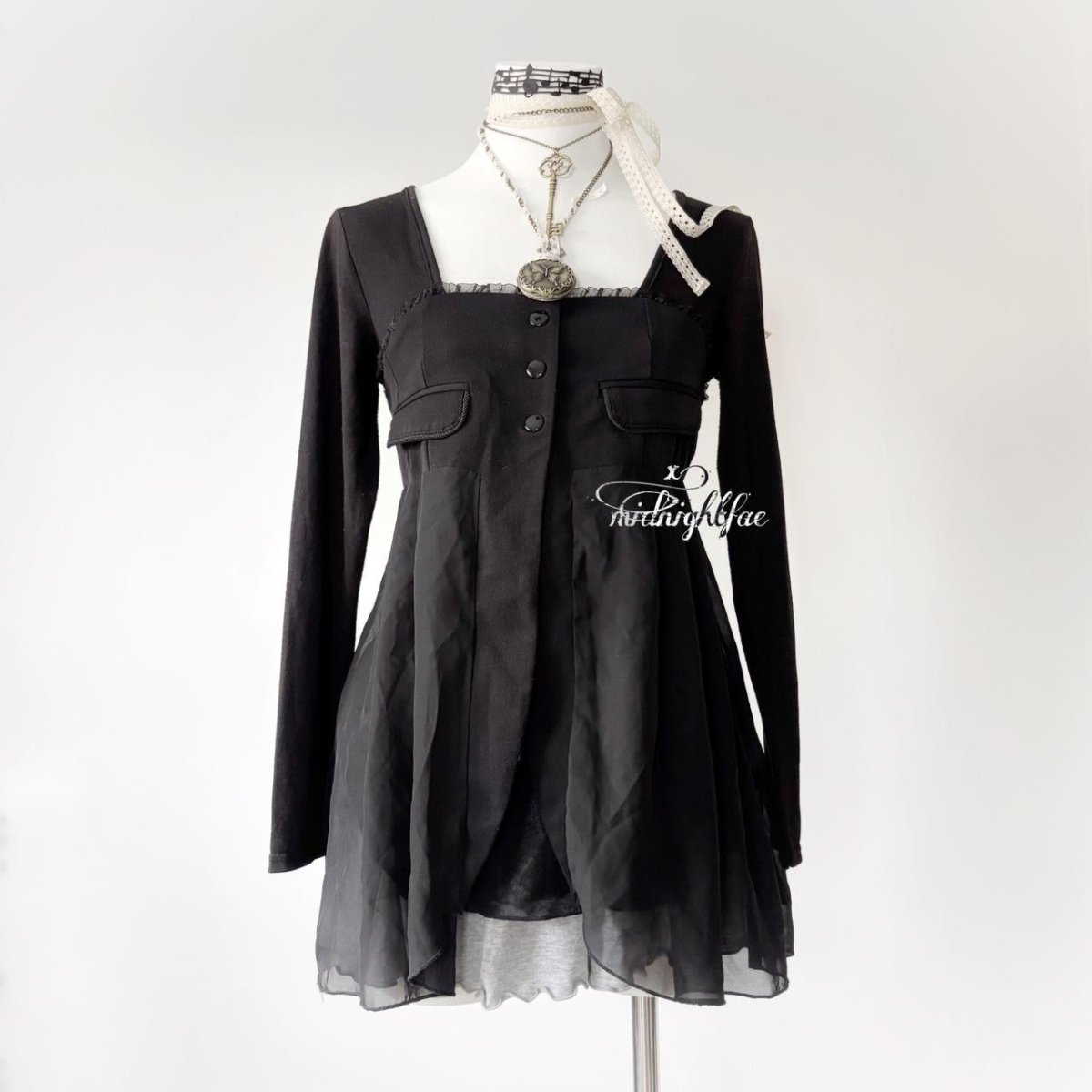 Vest Long Sleeve Top - MIDNIGHT FAE