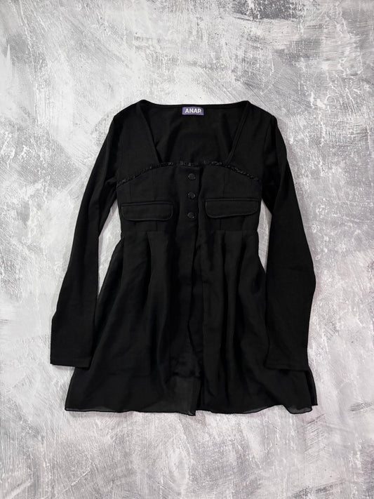 Vest Long Sleeve Top - MIDNIGHT FAE
