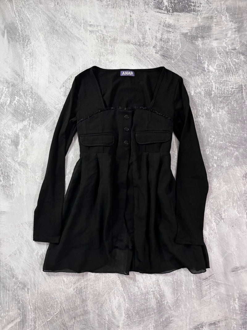 Vest Long Sleeve Top - MIDNIGHT FAE