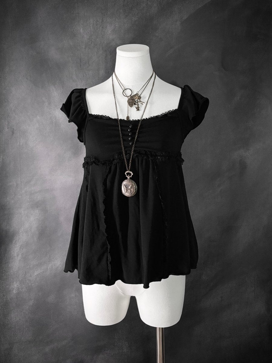 Viola Babydoll Blouse - MIDNIGHT FAE