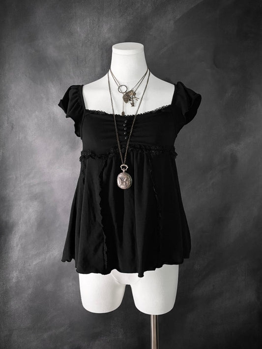 Viola Babydoll Blouse - MIDNIGHT FAE
