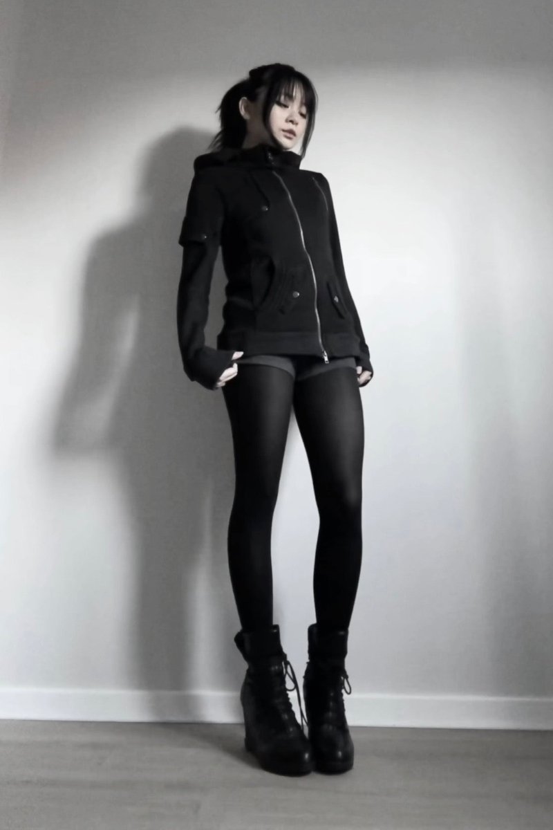 Voudrais Black Zip Jacket - MIDNIGHT FAE