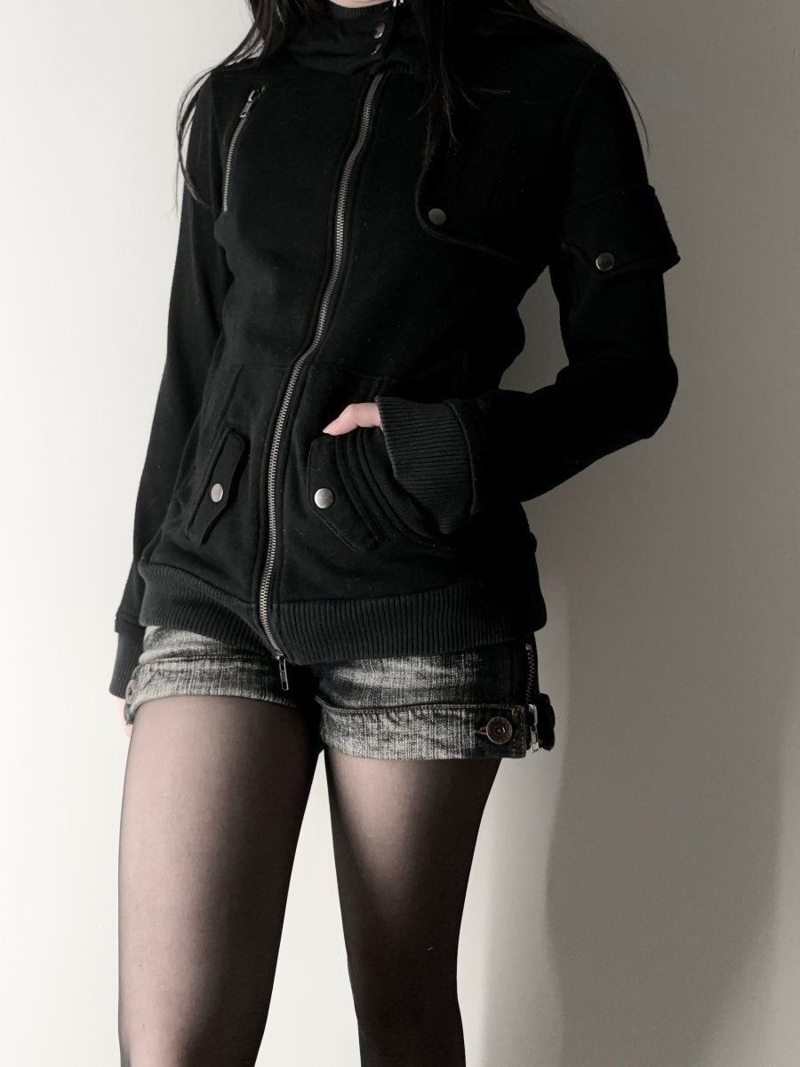 Voudrais Black Zip Jacket - MIDNIGHT FAE