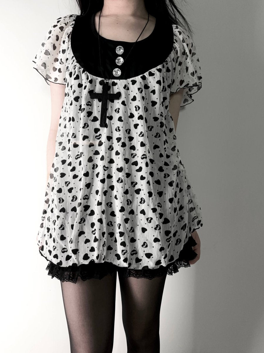 White Heart Blouse - MIDNIGHT FAE