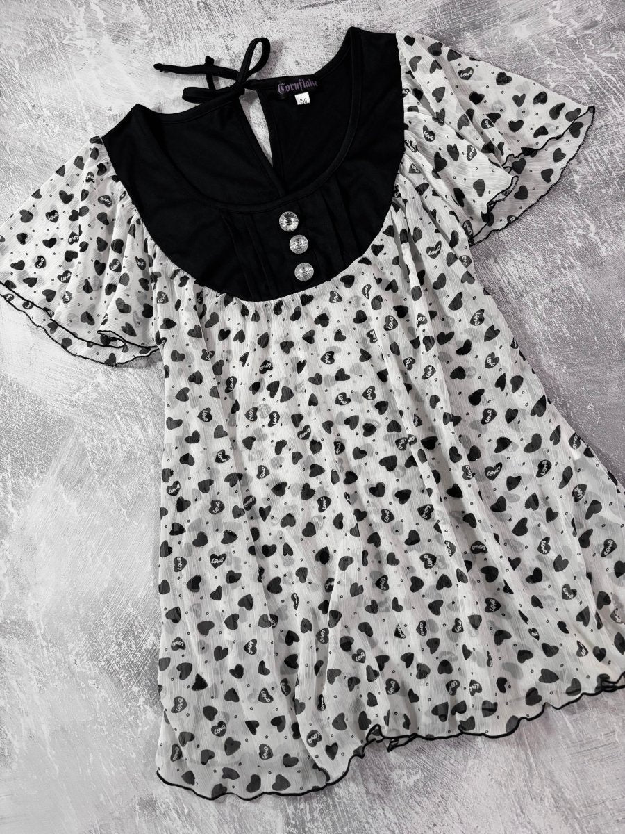 White Heart Blouse - MIDNIGHT FAE