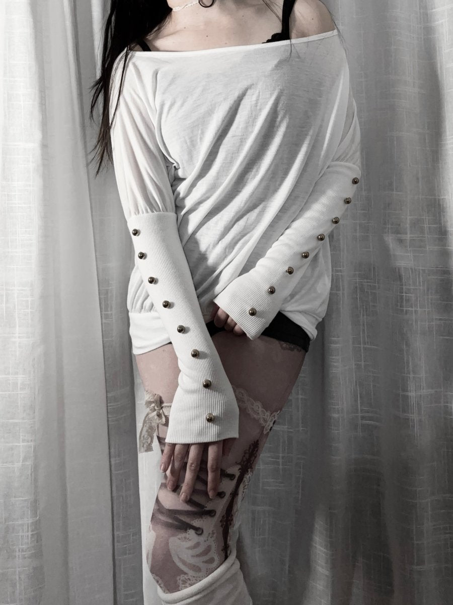 White Slouchy Top - MIDNIGHT FAE