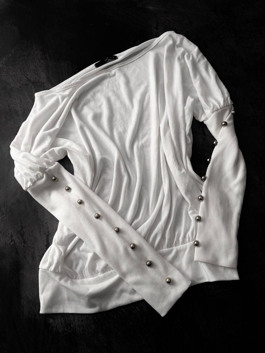 White Slouchy Top - MIDNIGHT FAE