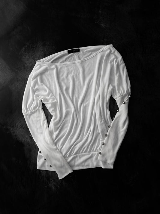 White Slouchy Top - MIDNIGHT FAE