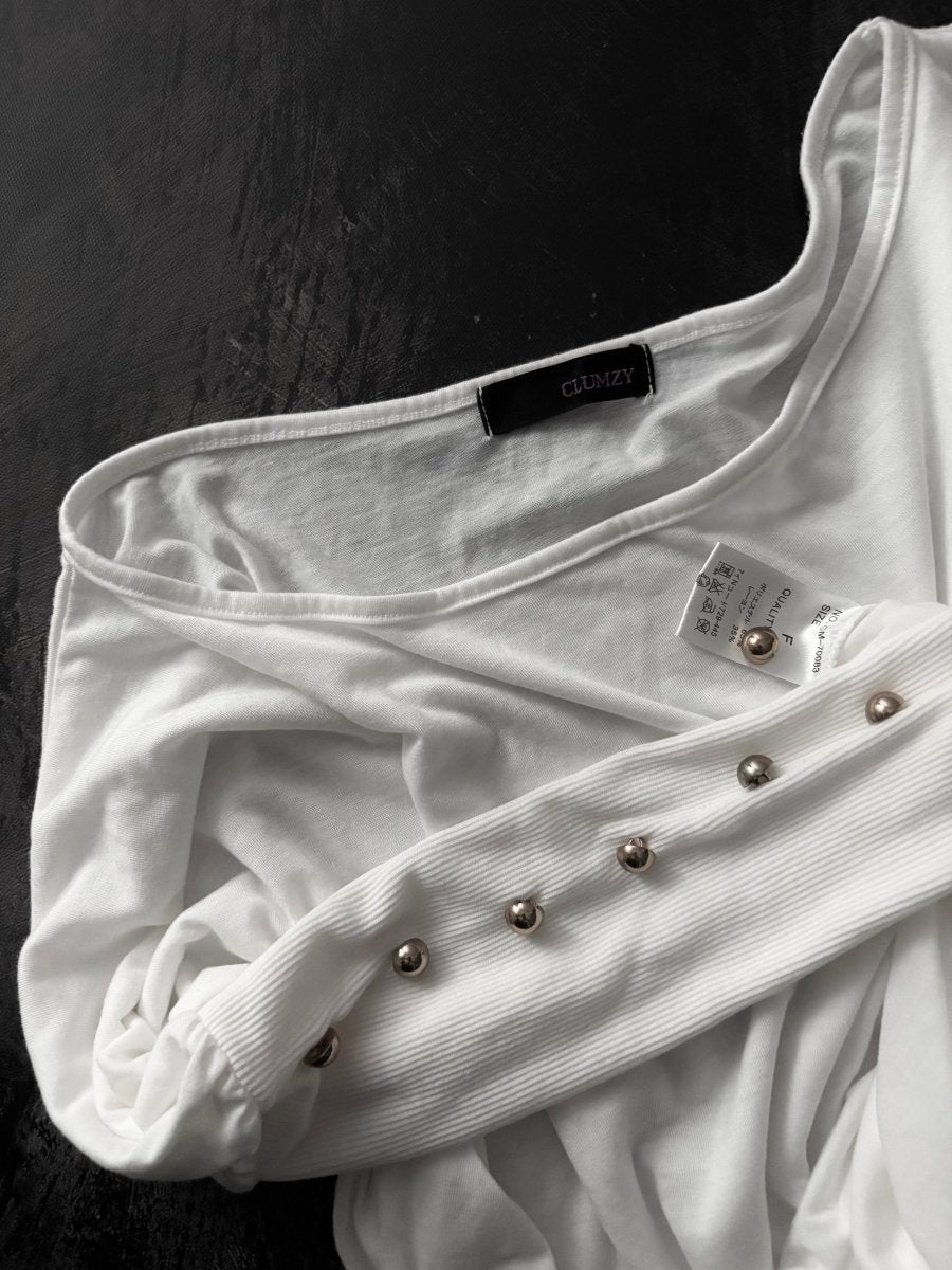 White Slouchy Top - MIDNIGHT FAE